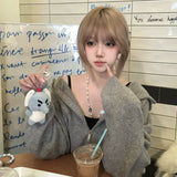 Load image into Gallery viewer, Wig female full headgear daily long straight hair seamless invisible gray brown high-level long hair Korean square round face natural style
