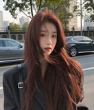 Load image into Gallery viewer, Former lace mermaid red high-level wig long curly Hong Kong style fashion temperament lolita Internet celebrity full head cover