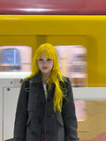 Load image into Gallery viewer, Lemon yellow wig princess cut hair style Internet celebrity long straight hair Lolita natural realistic jk full headgear