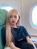 Load image into Gallery viewer, Internet celebrity wig women summer long straight hair Korean fashion rose with the same medium milk tea platinum medium long hair full headgear