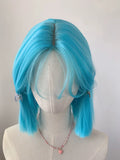 Load image into Gallery viewer, Smurf front lace medium wig female summer short hair Bobo head age reduction imitation full real girl group full headgear