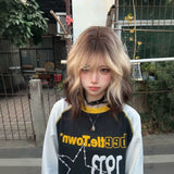Load image into Gallery viewer, Siamese cat wig female short hair subculture Paris painting dye black gold gradual change daily short curly hair wool roll full headgear