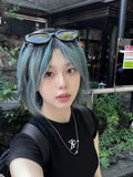 Load image into Gallery viewer, Blue wig one size fits all short hair y2k full head cover female universal cos subculture Lolita full set of small fry