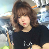 Load image into Gallery viewer, Wig Female Short Hair Cold Brown Curly Hair Bobo Head Air Bangs Bobo Head Wool Roll Lolita Full Headgear