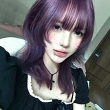 Load image into Gallery viewer, Summer new subculture wig female medium long hair purple JK mullet head collarbone hair whole top JK natural full hood