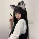 Load image into Gallery viewer, Wig long hair summer comics bangs black long straight Internet celebrity Qi bangs natural sweet jk full headgear