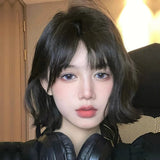 Load image into Gallery viewer, Seaweed Mi Same Korean Short Hair Wig Women's Full Headgear French Air Bangs Curly Hair Age Reducing Hairstyle Japanese