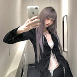 Load image into Gallery viewer, Daily super long wig gray purple Mori photo long straight hair girl group JK Hong Kong style full head wig