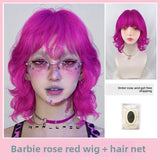 Load image into Gallery viewer, Dragon fruit hair color wig female full head cover Yabi medium long hair full head cover female y2k hottie wool roll egg roll head