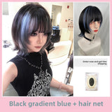 Load image into Gallery viewer, Subculture wig women short hair Siamese cat natural bangs new gradual change hair color sweet cool full head cover warped head