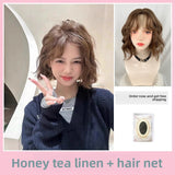Load image into Gallery viewer, Wig female Internet celebrity natural few words bangs Lolita personality short curly hair wool curl jk full headgear