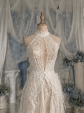 Load image into Gallery viewer, Alina Minimalist Satin Wedding Dress, Sleek Sheath Bridal Gown with Train image 1