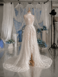 Load image into Gallery viewer, Alina Minimalist Satin Wedding Dress, Sleek Sheath Bridal Gown with Train image 5