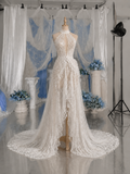 Load image into Gallery viewer, Alina Minimalist Satin Wedding Dress, Sleek Sheath Bridal Gown with Train image 6