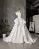 Load image into Gallery viewer, Aveline Minimalist Satin Wedding Dress, Sleek Sheath Bridal Gown with Train image 7