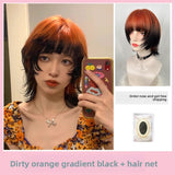 Load image into Gallery viewer, Subculture personality cool handsome dirty orange black gradual change male hair mullet head fox juvenile feeling daily neutral wolf tail wig