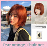 Load image into Gallery viewer, Autumn and winter wig women's short hair orange new Bobo head cute age reduction shoulder imitation full real girl group full head cover JK