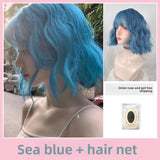 Load image into Gallery viewer, Sea Blue Short Curly Wig