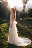Load image into Gallery viewer, Brielle Long Sleeve Wedding Dress, Modest Bridal Gown with Elegant Train image 2