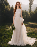 Load image into Gallery viewer, Brielle Long Sleeve Wedding Dress, Modest Bridal Gown with Elegant Train image 3