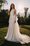 Load image into Gallery viewer, Brielle Long Sleeve Wedding Dress, Modest Bridal Gown with Elegant Train image 4