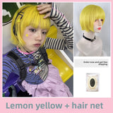Load image into Gallery viewer, Japanese cute short hair wig female full headgear Internet celebrity yellow air bangs curly hair age-reducing hairstyle Japanese JK