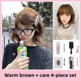 Load image into Gallery viewer, Wig female Korean warped daily Internet celebrity short hair live streaming host age reduction JK realistic bangs white full headgear