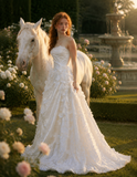 Load image into Gallery viewer, Camille Long Sleeve Wedding Dress, Modest Bridal Gown with Elegant Train image 1