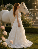 Load image into Gallery viewer, Camille Long Sleeve Wedding Dress, Modest Bridal Gown with Elegant Train image 3
