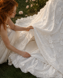 Load image into Gallery viewer, Camille Long Sleeve Wedding Dress, Modest Bridal Gown with Elegant Train image 4