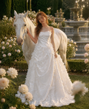 Load image into Gallery viewer, Camille Long Sleeve Wedding Dress, Modest Bridal Gown with Elegant Train image 5