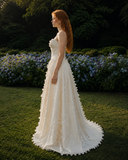 Load image into Gallery viewer, Claudia Off Shoulder Wedding Dress, Modern Corset Bridal Gown with Sculpted Fit image 3