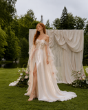 Load image into Gallery viewer, Colette Cape Wedding Dress, Statement Bridal Gown with Dramatic Draped Detail image 3