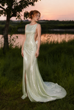 Load image into Gallery viewer, Coralie Boho Wedding Dress, Ethereal Bridal Gown for Outdoor Ceremony image 1