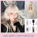 Load image into Gallery viewer, Halloween white wig Internet celebrity JK full hood female long straight hair European and American lolita girl group y2k light tide