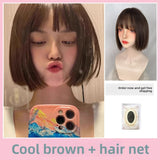 Load image into Gallery viewer, Short hair wig one-size-fits-all Bobo head full head cover female bobo Qi bangs Dora sister head universal cos