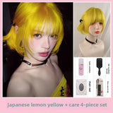 Load image into Gallery viewer, Lemon yellow wig Internet celebrity subculture short hair one size fits all cos Japanese lolita y2k hair