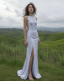 Load image into Gallery viewer, Dahlia Cape Wedding Dress, Statement Bridal Gown with Dramatic Draped Detail image 1