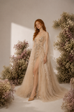 Load image into Gallery viewer, Delphine Romantic Lace Wedding Dress, Elegant A-Line Bridal Gown with Soft Train image 2