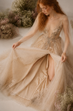 Load image into Gallery viewer, Delphine Romantic Lace Wedding Dress, Elegant A-Line Bridal Gown with Soft Train image 4