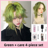 Load image into Gallery viewer, Wolf tail wig, male and female long hair, green cool and handsome mullet head, Japanese medium samurai head, natural simulation hair, full head cover.