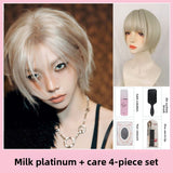 Load image into Gallery viewer, Short hair wig female full head cover Internet celebrity handsome T light gold shape men and women the same style Korean girl group retro millennial babes