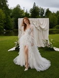 Load image into Gallery viewer, Eloise Cape Wedding Dress, Statement Bridal Gown with Dramatic Draped Detail image 1