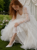 Load image into Gallery viewer, Eloise Cape Wedding Dress, Statement Bridal Gown with Dramatic Draped Detail image 4