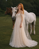 Load image into Gallery viewer, Emmeline Boho Wedding Dress, Ethereal Bridal Gown for Outdoor Ceremony image 1