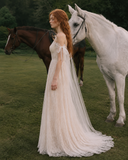 Load image into Gallery viewer, Emmeline Boho Wedding Dress, Ethereal Bridal Gown for Outdoor Ceremony image 2