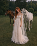 Load image into Gallery viewer, Emmeline Boho Wedding Dress, Ethereal Bridal Gown for Outdoor Ceremony image 3