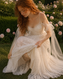 Load image into Gallery viewer, Emmeline Boho Wedding Dress, Ethereal Bridal Gown for Outdoor Ceremony image 4