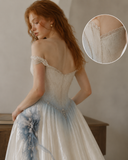 Load image into Gallery viewer, Estelle Off Shoulder Wedding Dress, Modern Corset Bridal Gown with Sculpted Fit image 4
