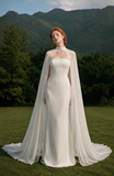 Load image into Gallery viewer, Eulalia Minimalist Satin Wedding Dress, Sleek Sheath Bridal Gown with Train image 1